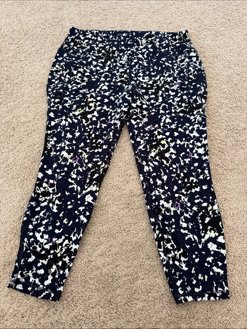 Livi Lane Bryant Navy Leggings with White & Purple Abstract Print